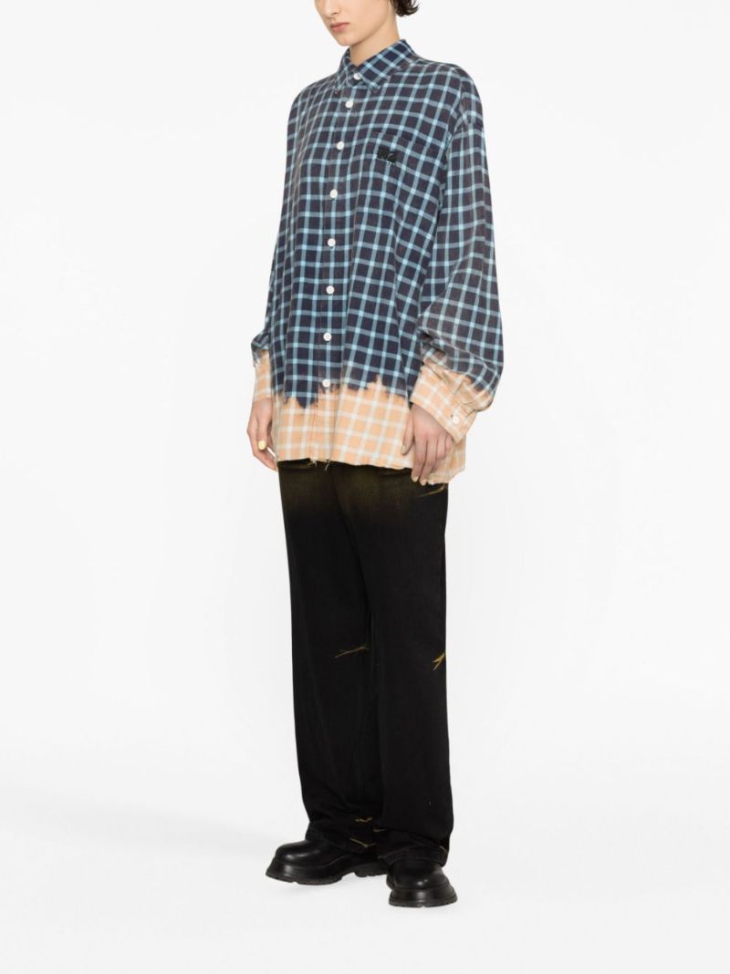 Blue Bunny Heart Print Checked Shirt