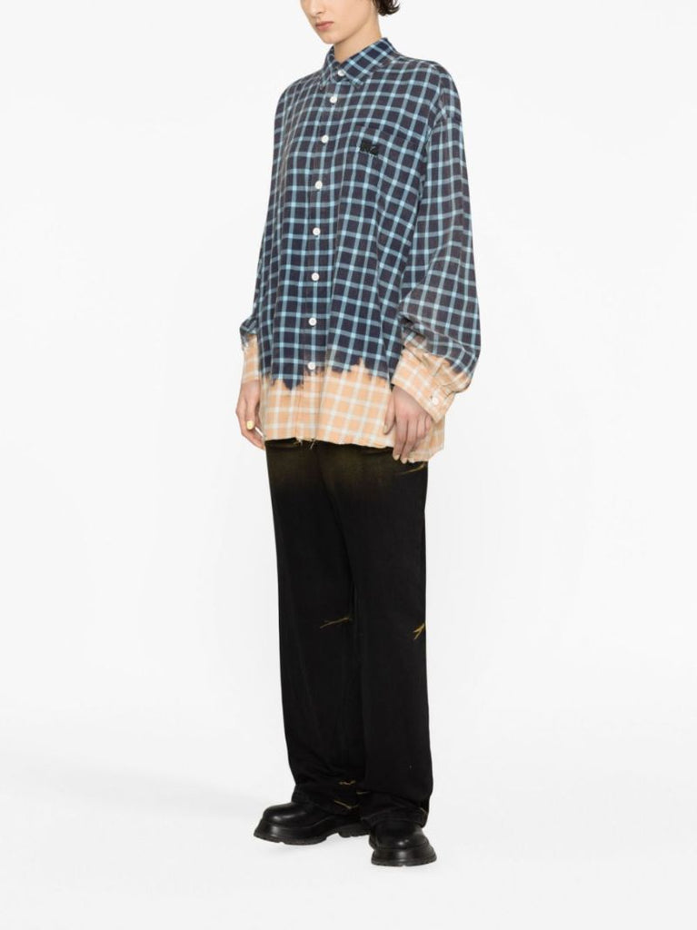 Blue Bunny Heart Print Checked Shirt