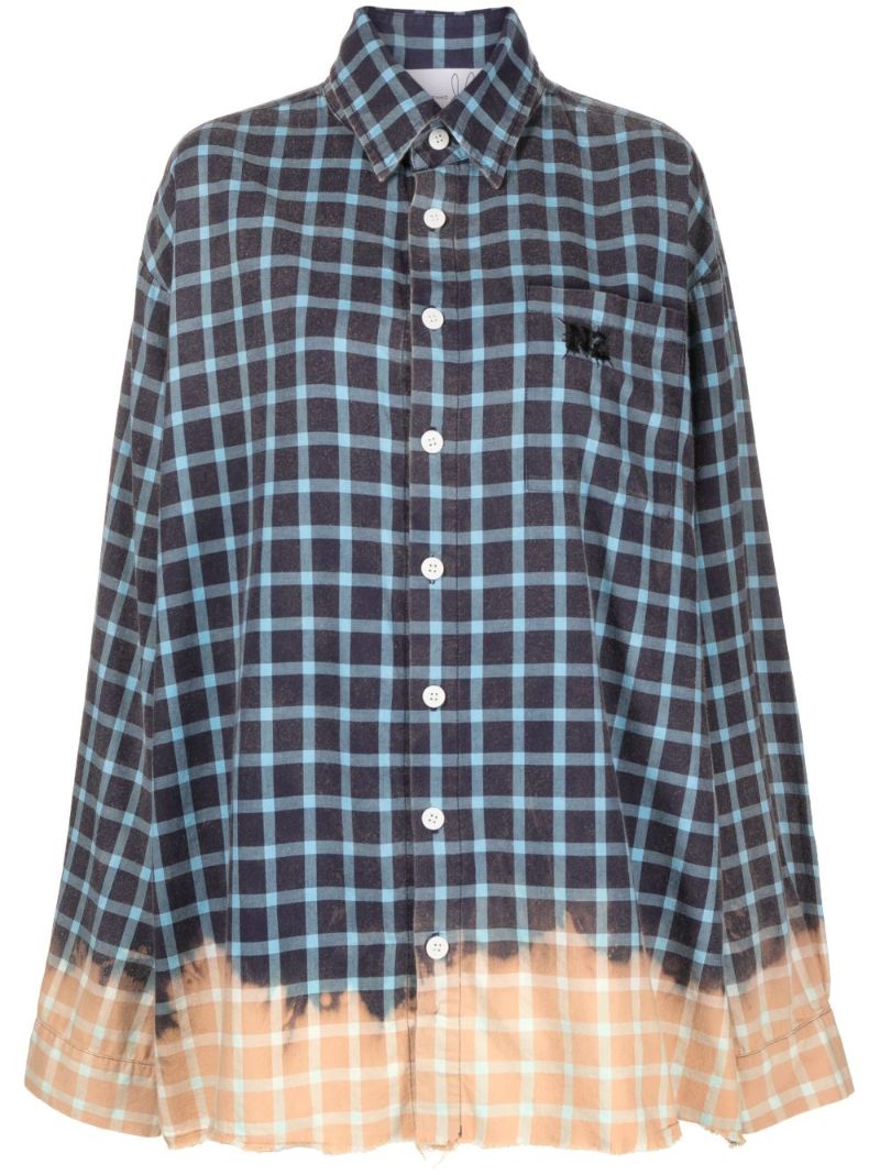 Blue Bunny Heart Print Checked Shirt