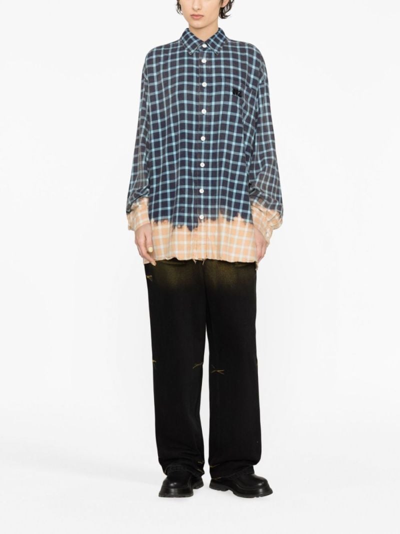 Blue Bunny Heart Print Checked Shirt