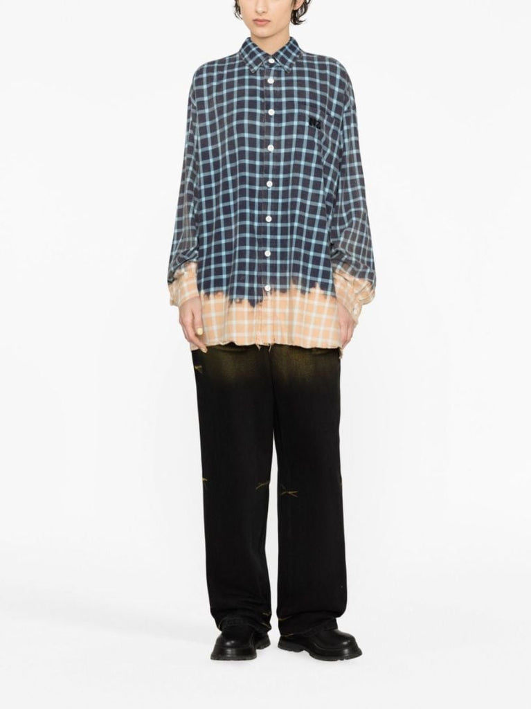 Blue Bunny Heart Print Checked Shirt
