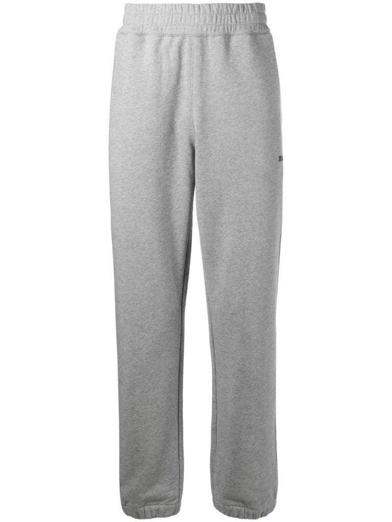 Grey Logo Print Cotton Track Pants