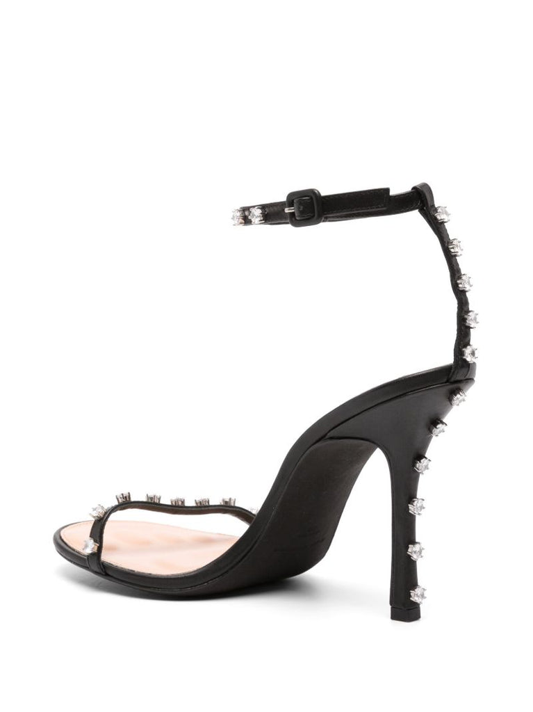 Black Nicki 105 Crystal Leather Sandals