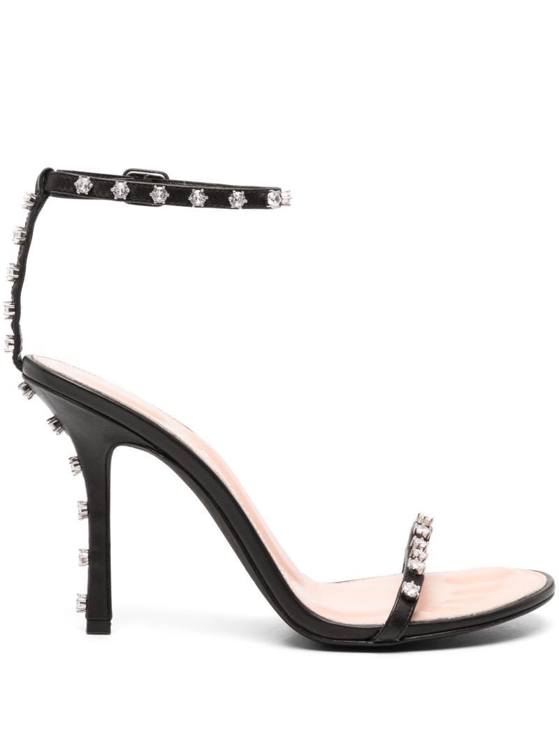 Black Nicki 105 Crystal Leather Sandals