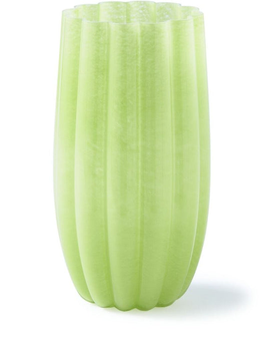 Olive Green Large Melon Glass Vase