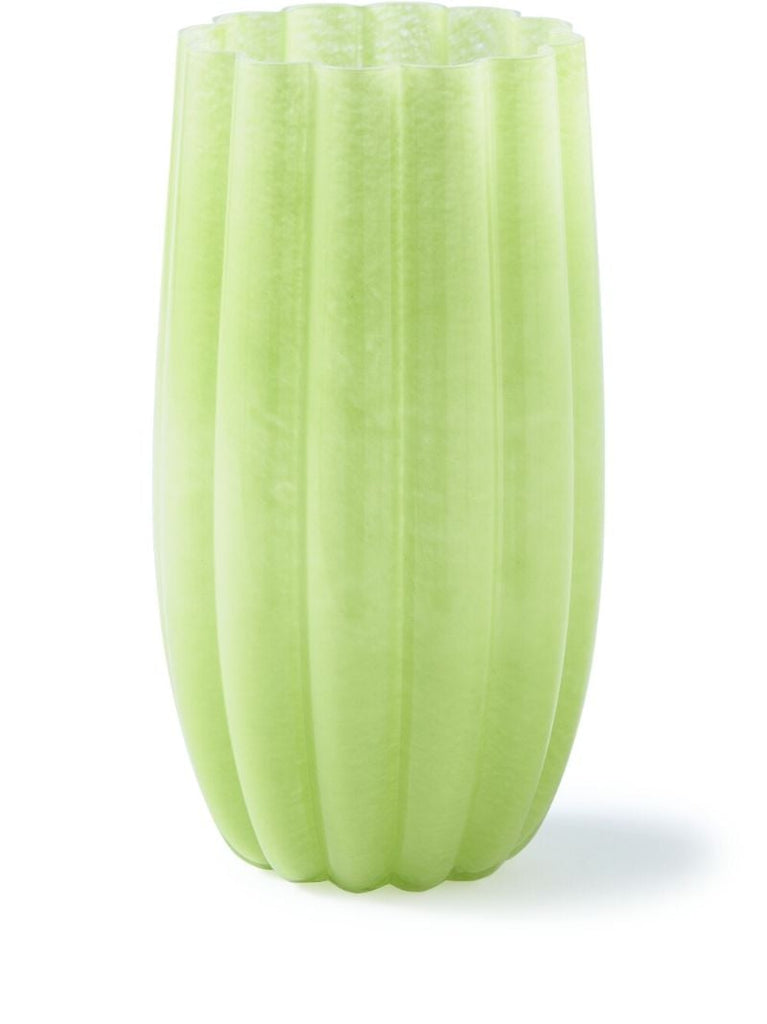 Olive Green Large Melon Glass Vase