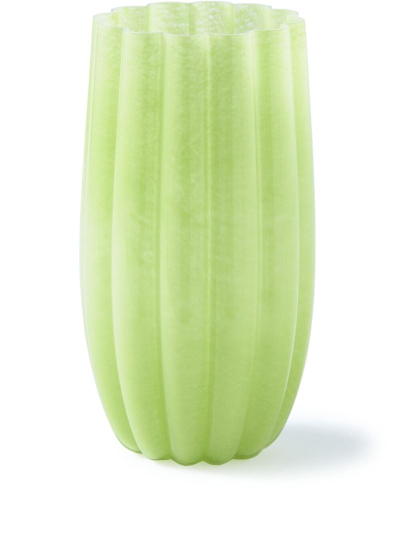 Olive Green Large Melon Glass Vase