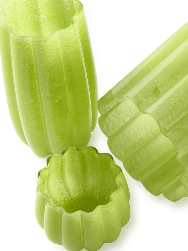 Olive Green Large Melon Glass Vase