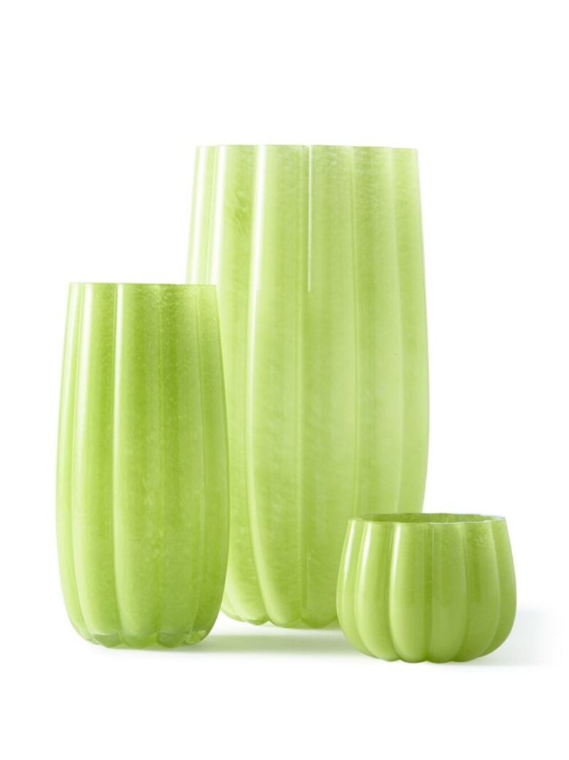Olive Green Large Melon Glass Vase