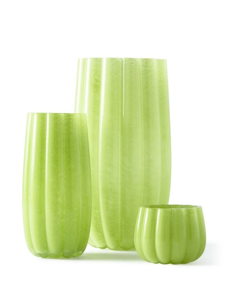 Olive Green Large Melon Glass Vase