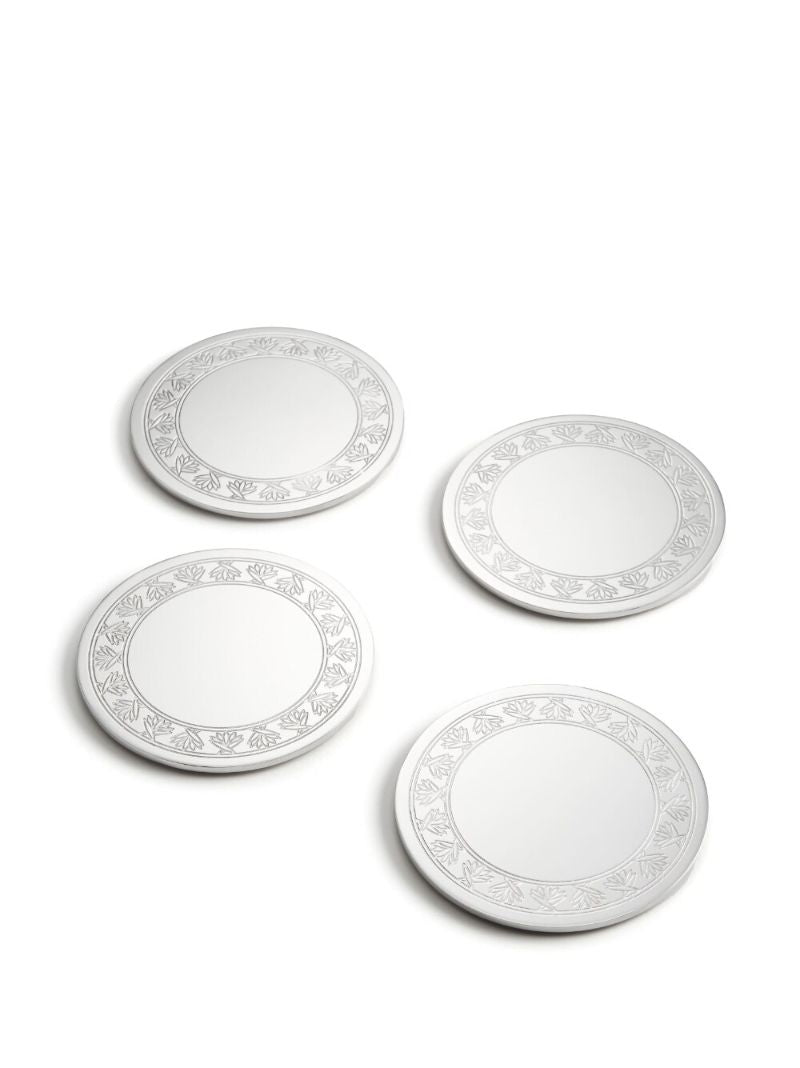 Silver-tone Rochester Engraved Coaster Set