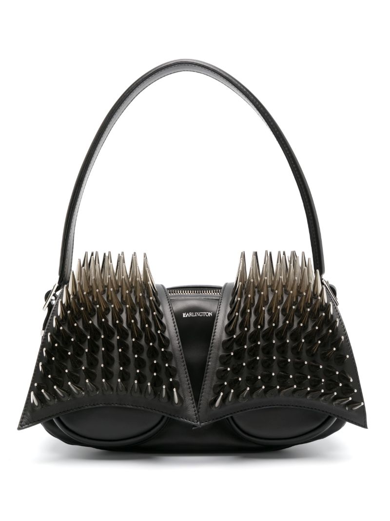 Black Kikka Spiked Leather Tote Bag