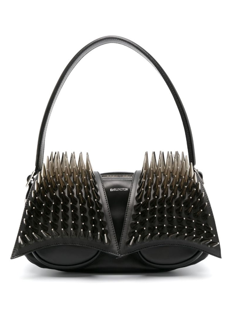 Black Kikka Spiked Leather Tote Bag