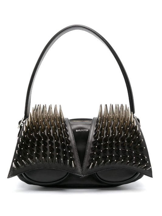Black Kikka Spiked Leather Tote Bag