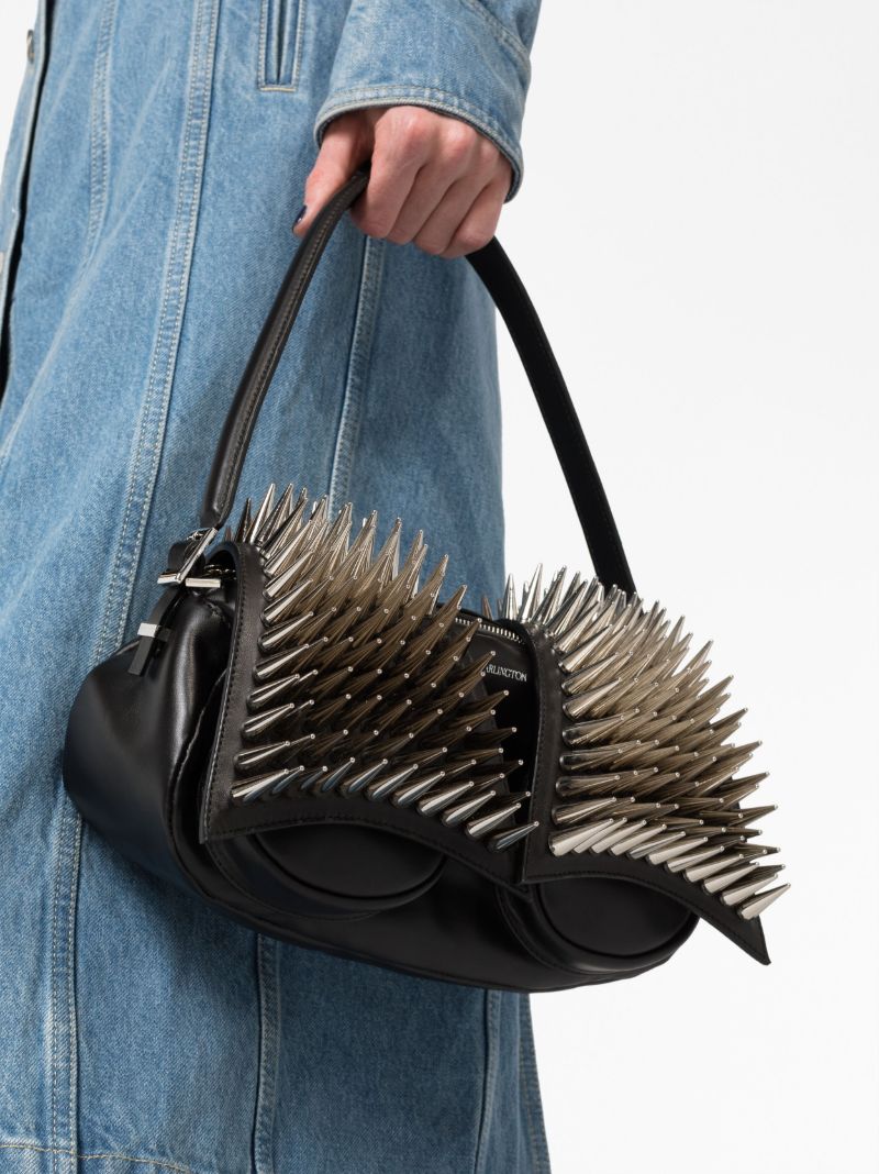 Black Kikka Spiked Leather Tote Bag
