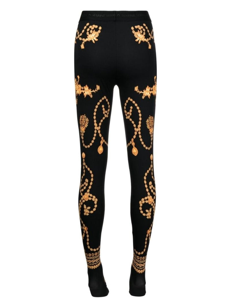Black Ornament Jewellery Print Tights
