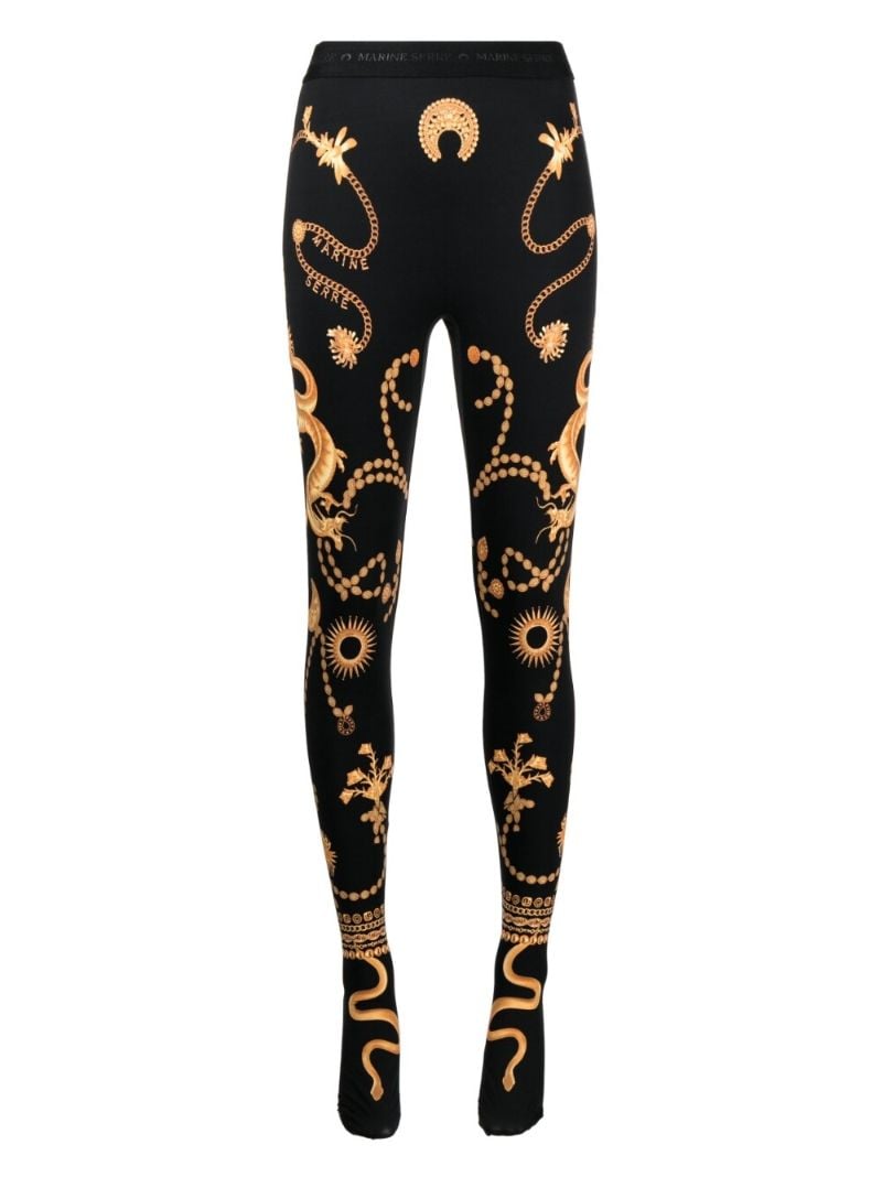 Black Ornament Jewellery Print Tights