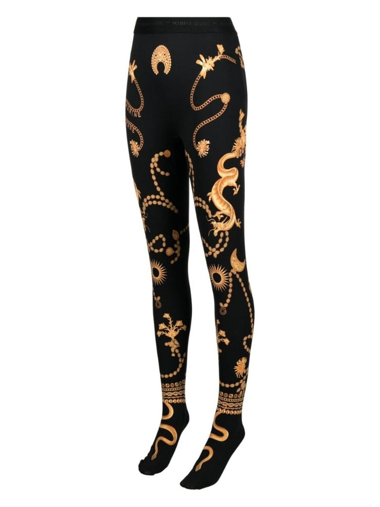 Black Ornament Jewellery Print Tights