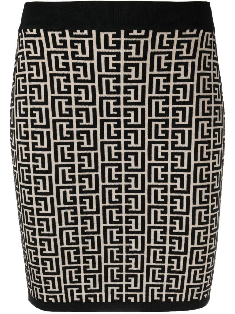 Black Monogram Pattern Knitted Skirt