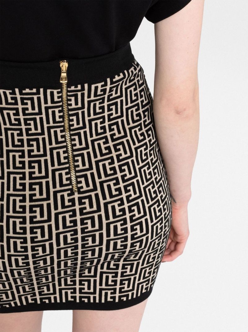 Black Monogram Pattern Knitted Skirt