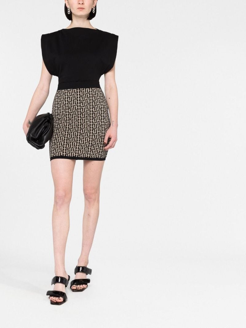 Black Monogram Pattern Knitted Skirt