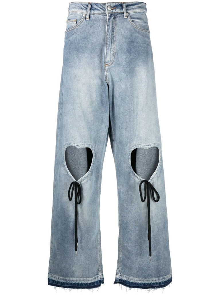 Blue Heart Cut Out Jeans