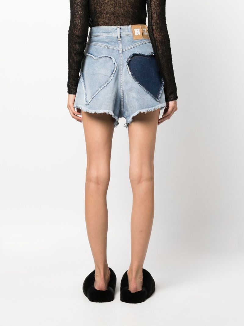 Blue Heart Pocket Denim Shorts