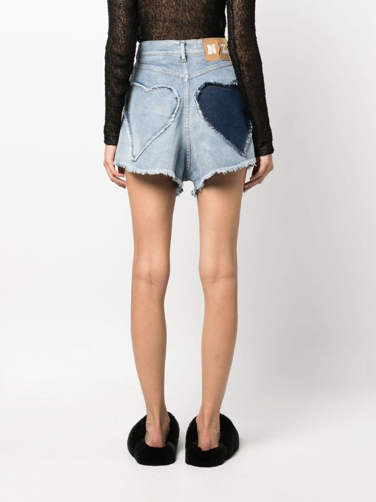 Blue Heart Pocket Denim Shorts