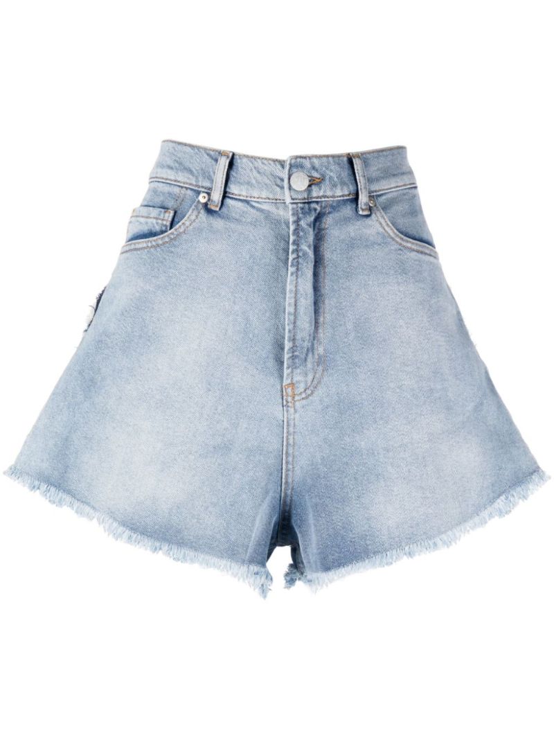 Blue Heart Pocket Denim Shorts