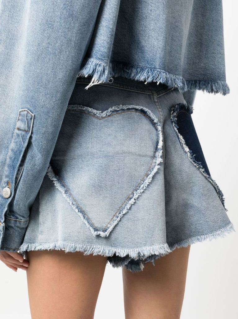 Blue Heart Pocket Denim Shorts