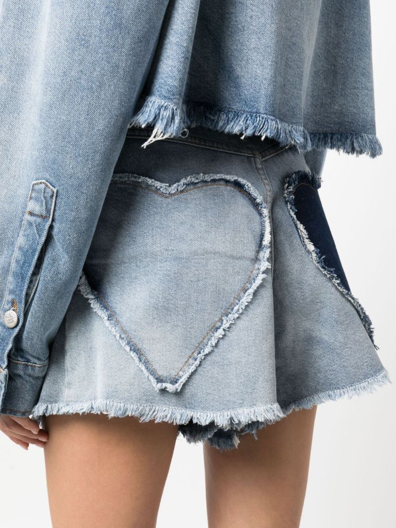 Blue Heart Pocket Denim Shorts