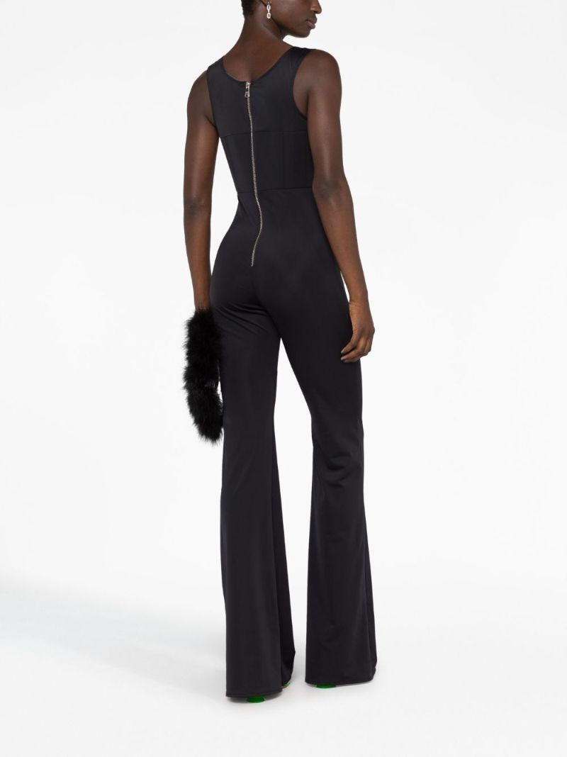 Black Boned Bodice Supplex Jumpsuit