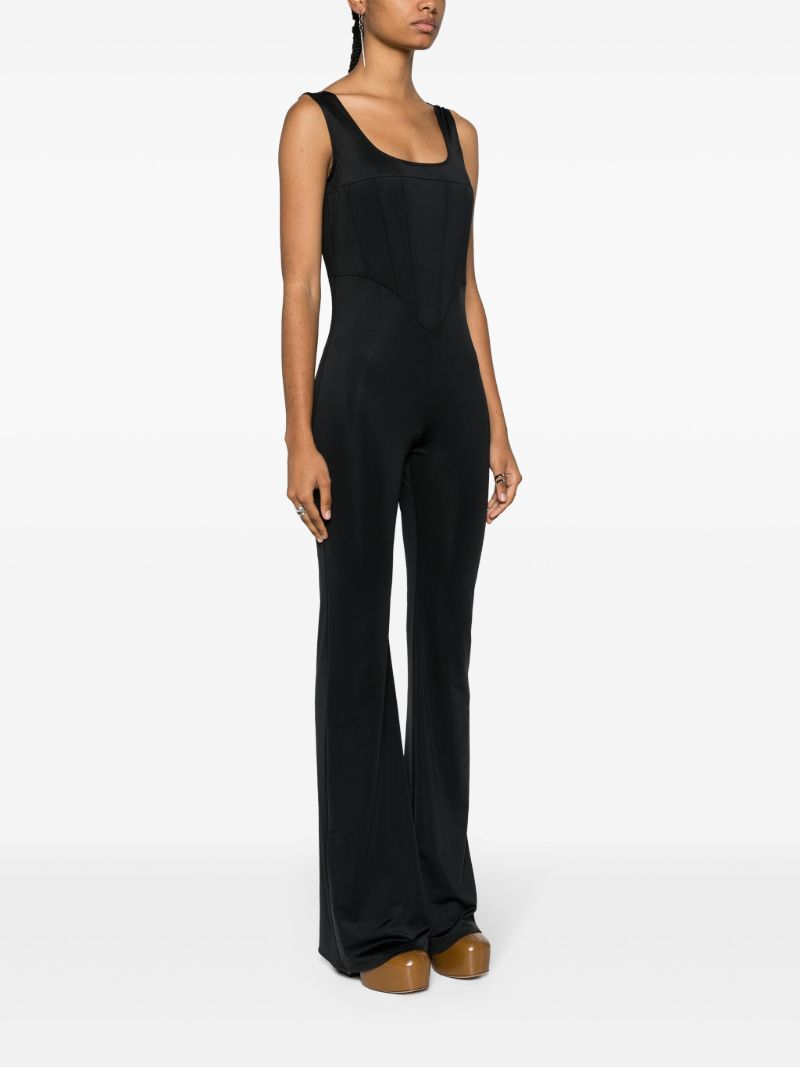 Black Boned Bodice Supplex Jumpsuit
