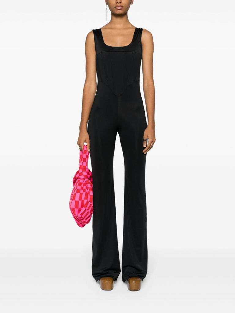 Black Boned Bodice Supplex Jumpsuit