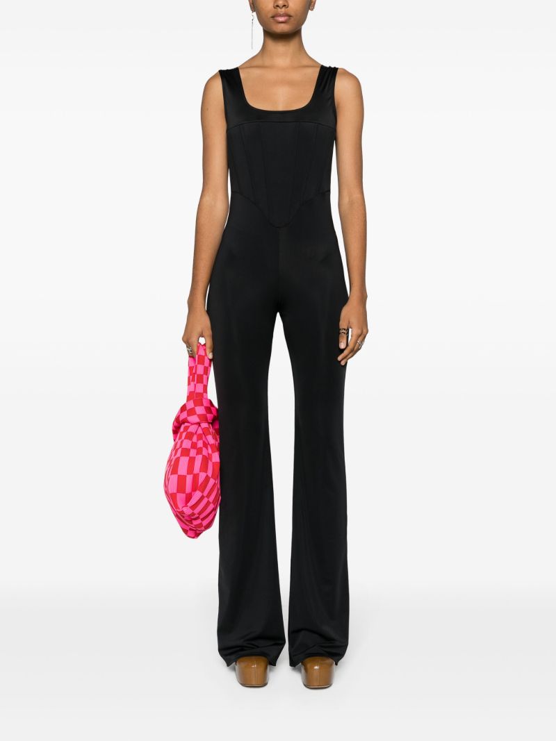 Black Boned Bodice Supplex Jumpsuit
