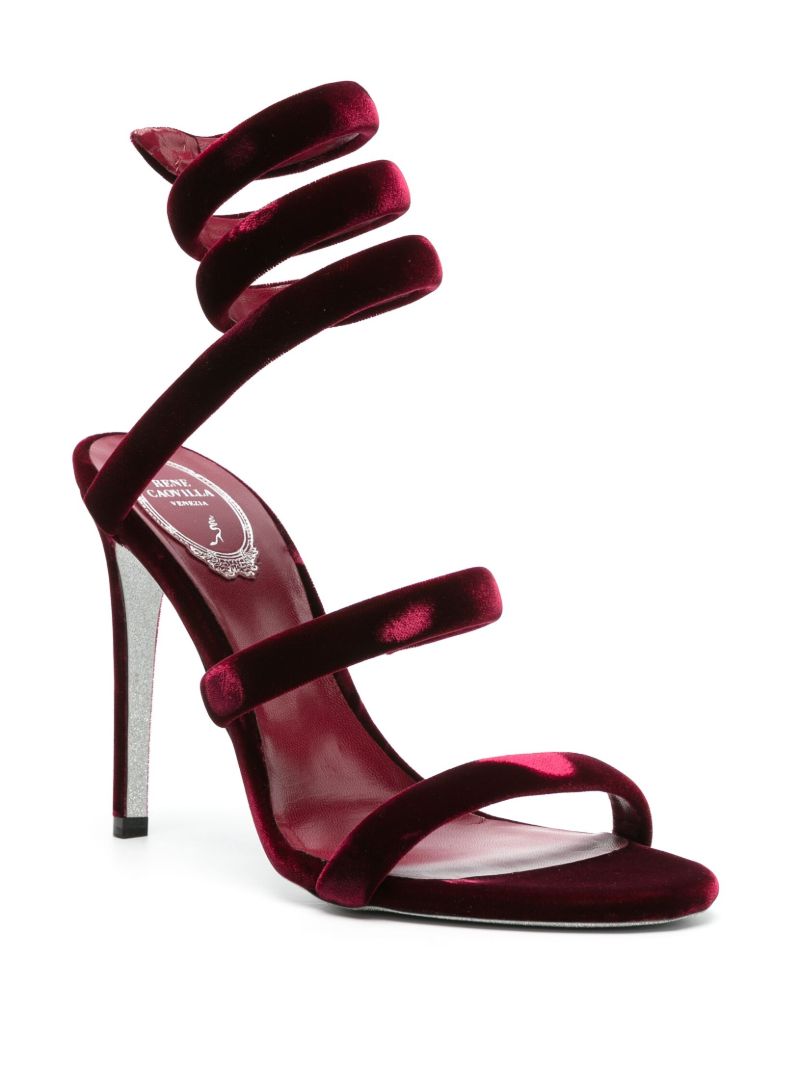 Red Cleo 105 Velvet Sandals
