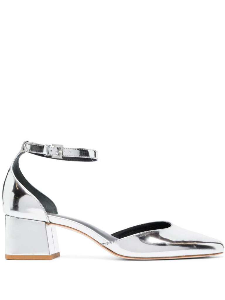 Silver-tone Mallori 50 Mirrored Pumps