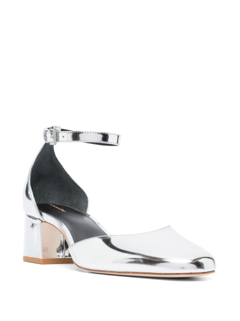 Silver-tone Mallori 50 Mirrored Pumps