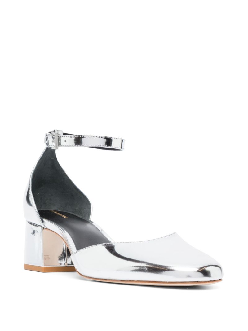 Silver-tone Mallori 50 Mirrored Pumps