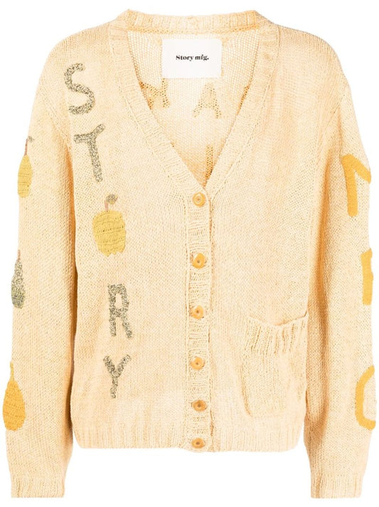 Yellow Twinsun AppliquÃ_x0083_Â©-detailing Cardigan