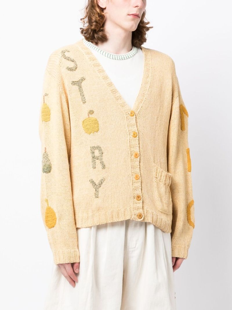Yellow Twinsun AppliquÃ_x0083_Â©-detailing Cardigan
