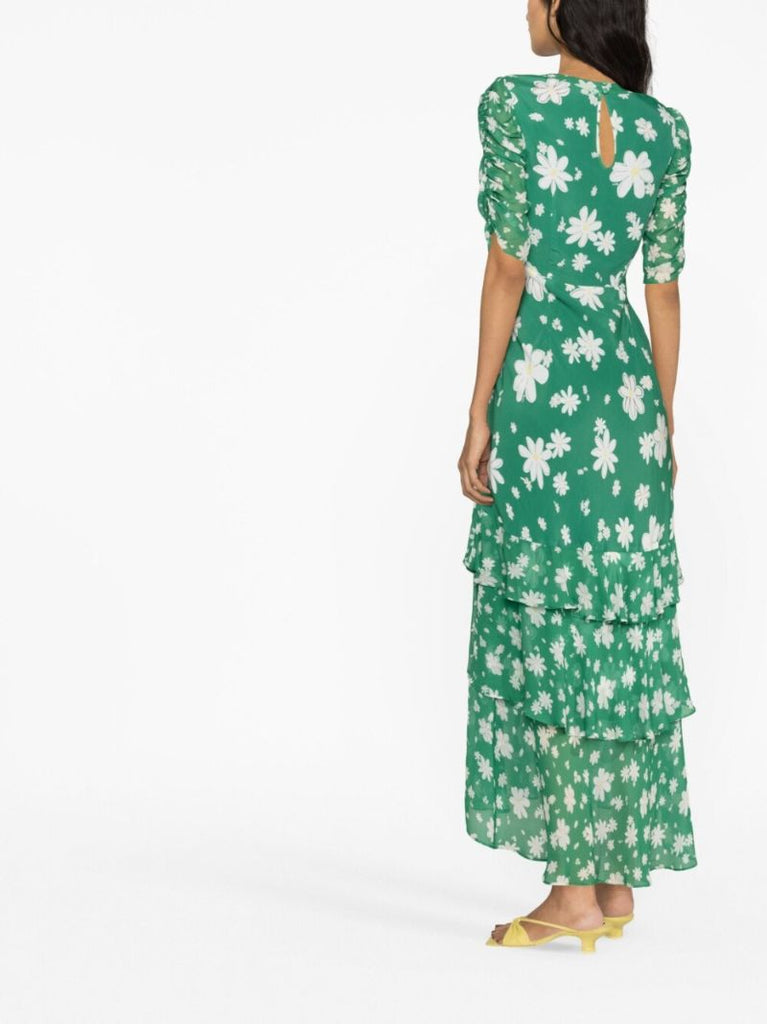Green Evelyn Daisy Print Dress