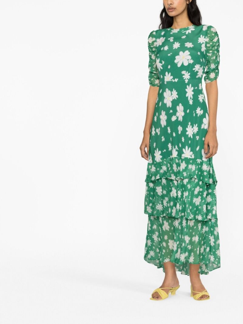 Green Evelyn Daisy Print Dress