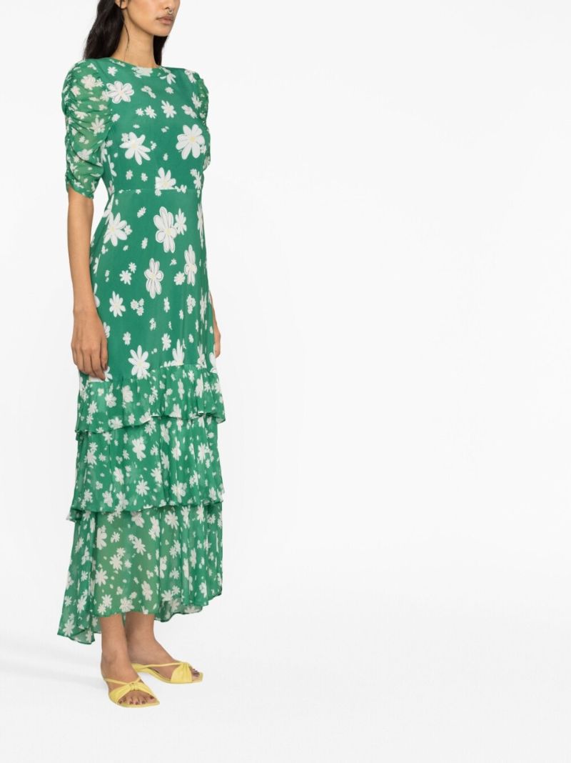 Green Evelyn Daisy Print Dress