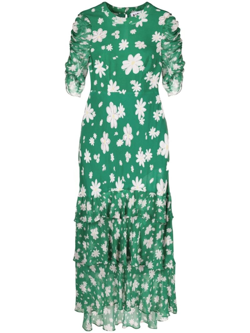 Green Evelyn Daisy Print Dress