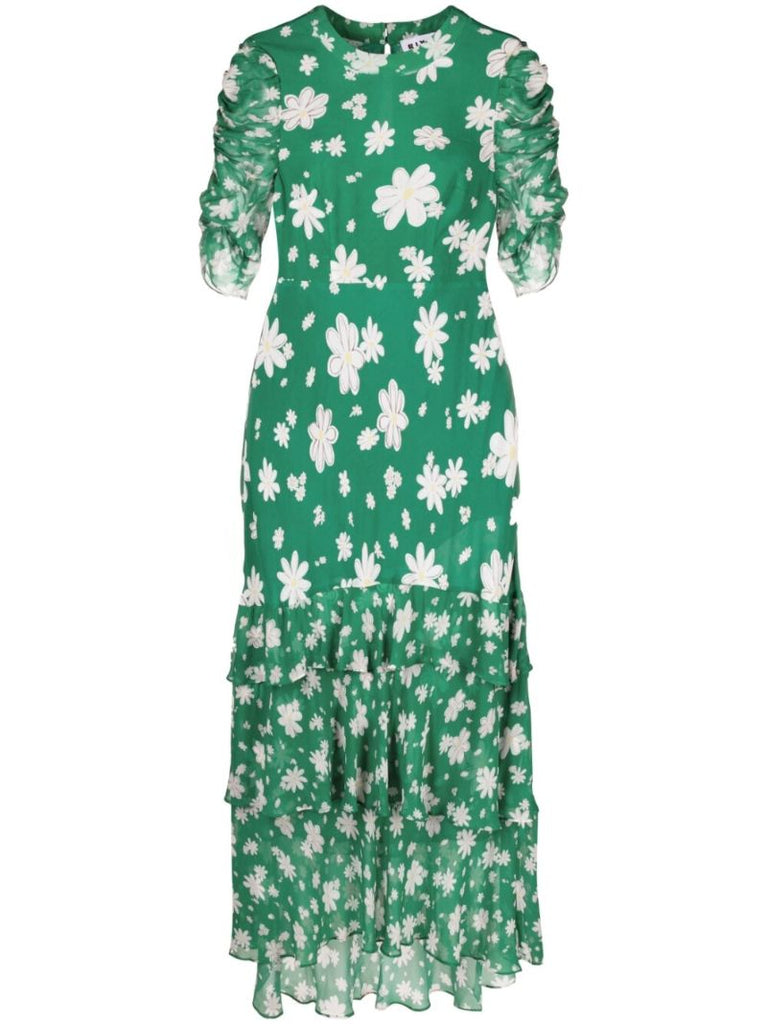 Green Evelyn Daisy Print Dress