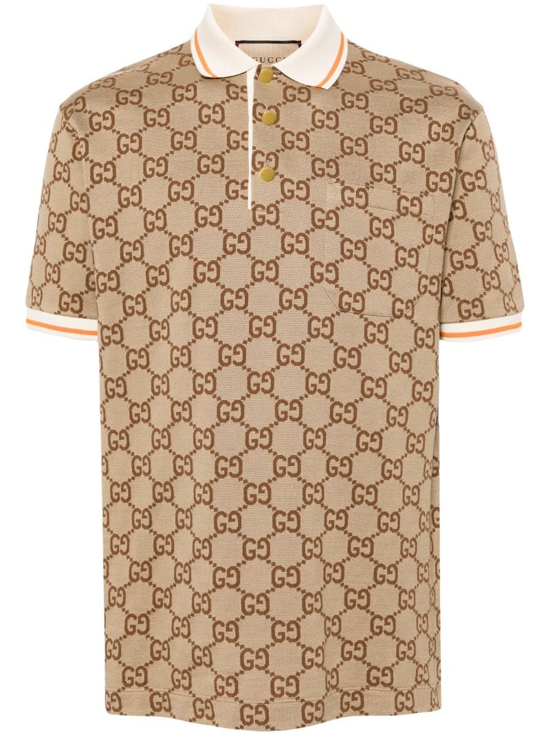 Brown Gg Print Polo Shirt