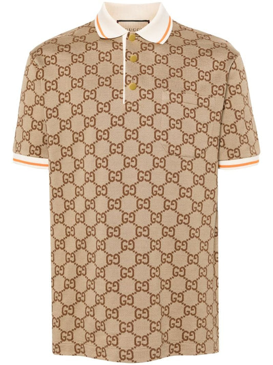 Brown Gg Print Polo Shirt