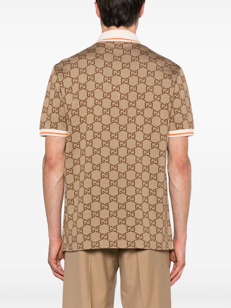 Brown Gg Print Polo Shirt