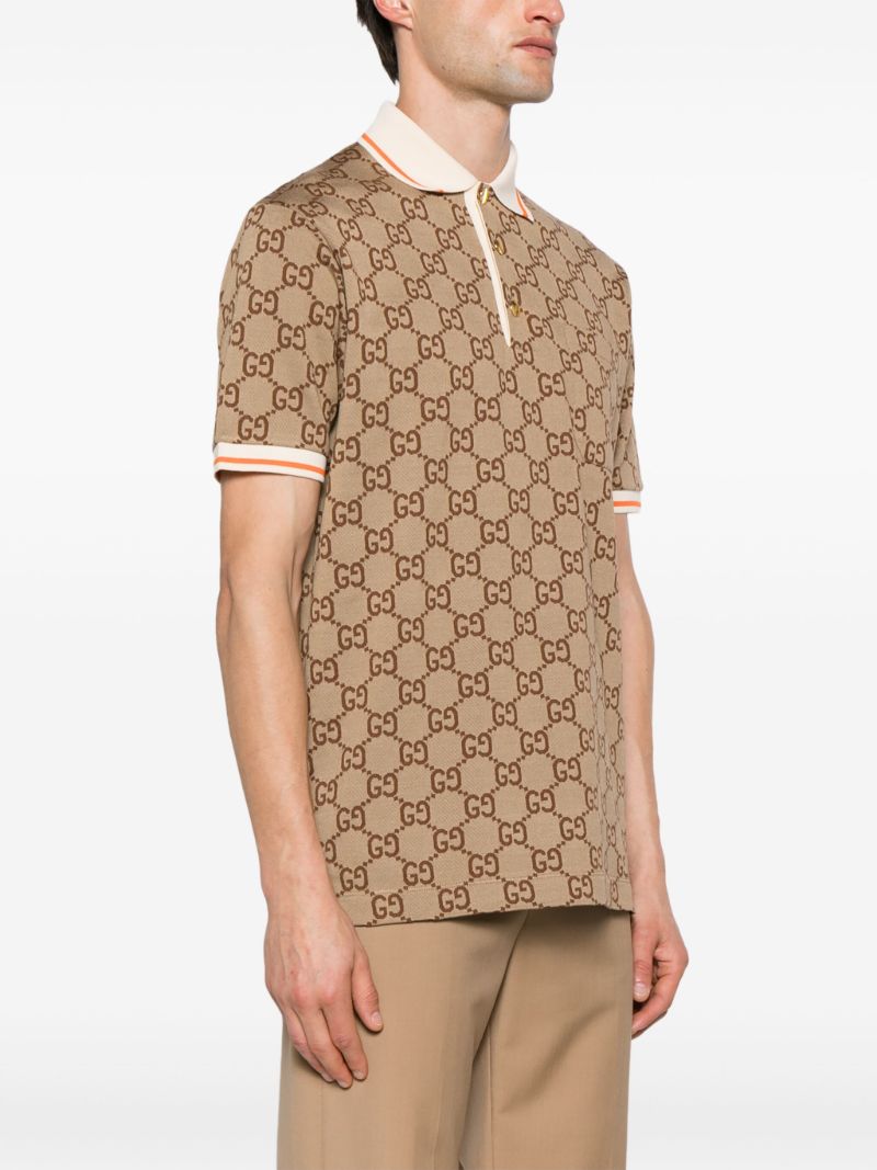 Brown Gg Print Polo Shirt